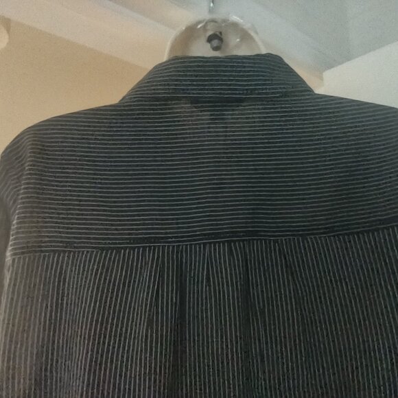 Max Studio Pinstripe Appliqué Button-Up Shirt - Size MEDIUM - Picture 5 of 8